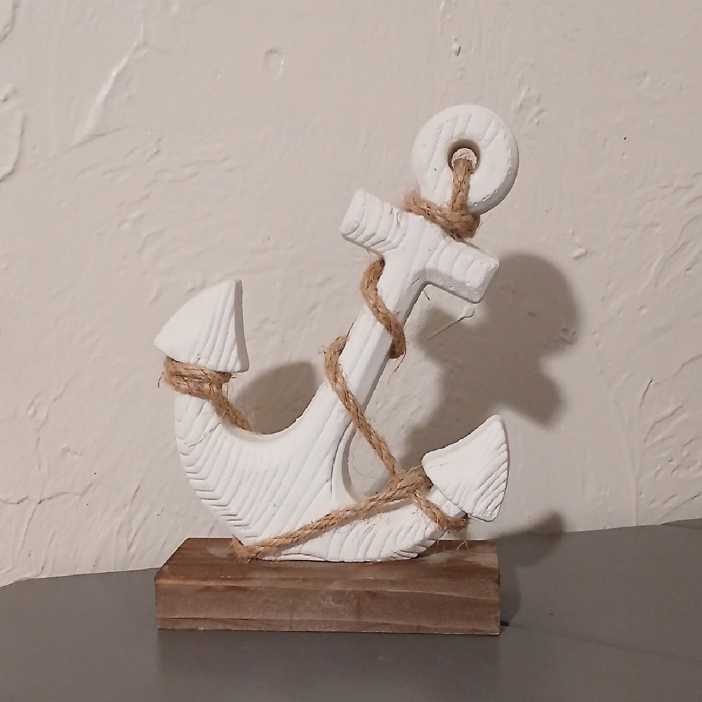 White Anchor Decor with Rope